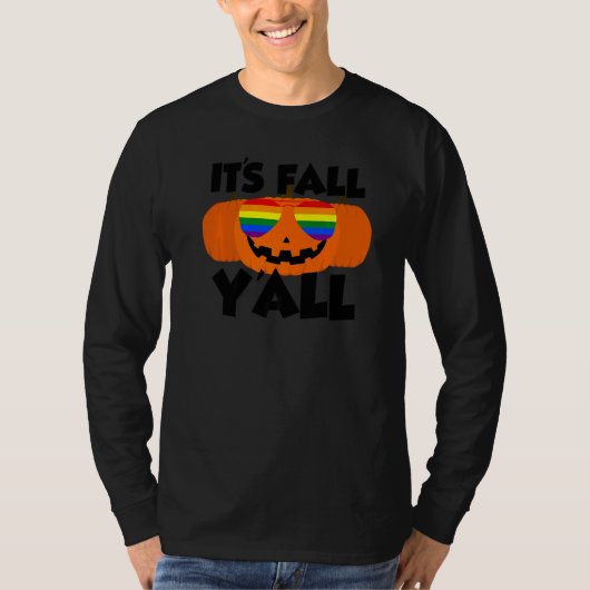 It's Fall Y'all Thanksgiving Pumpkin LGBTQ Glasses Tシャツ (正面)