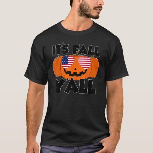 It's Fall Y'all Thanksgiving Pumpkin USA Glasses Tシャツ (正面)