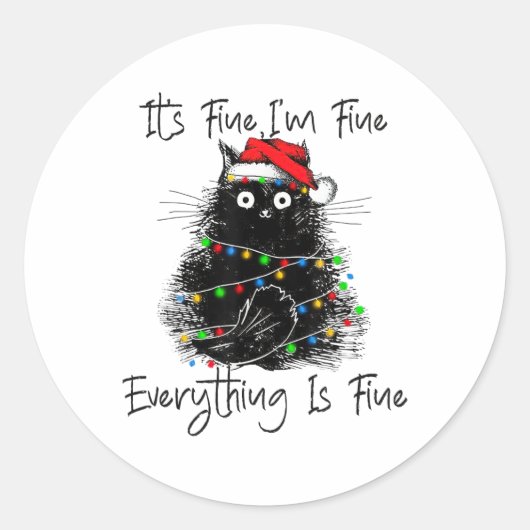 Its Fine I'm Fine Everything Is Fine Christmas Bla ラウンドシール (正面)