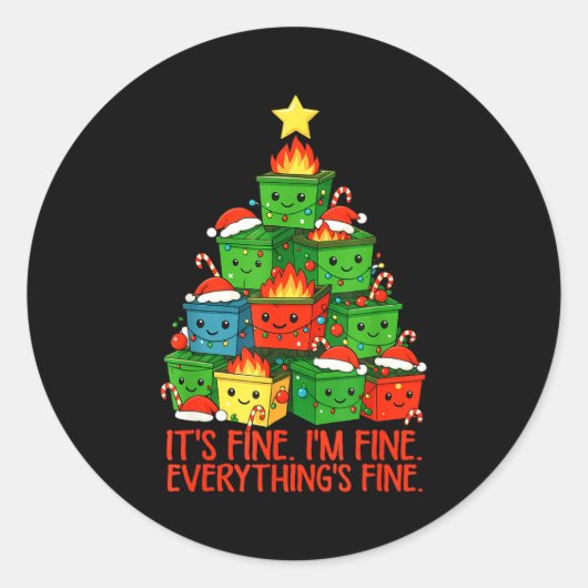 It's Fine I'm Fine Everything Is Fine Christmas Du ラウンドシール (正面)