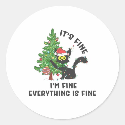 It's Fine Im Fine Everything Is Fine Elf Xmas Matc ラウンドシール (正面)