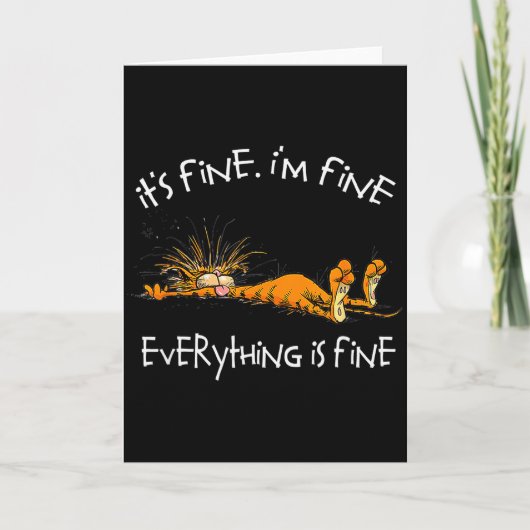It's Fine I'm Fine Everything Is Fine Funny Cat Lo カード (正面)