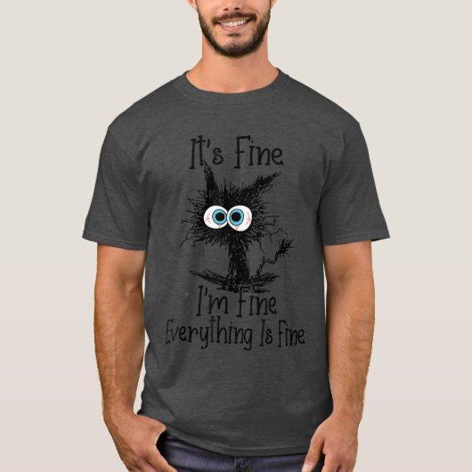Its Fine Im Fine Everything Is Fine Funny cat retr Tシャツ (正面)