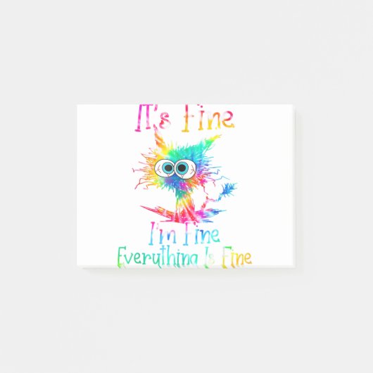 It's Fine I'm Fine Everything Is Fine Funny Cat Ti ポストイット (正面)