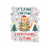 It's Fine I'm Fine Everything Is Fine Xmas Cat Chr シール (正面)