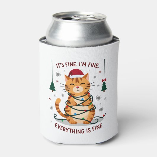 It's Fine I'm Fine Everything Is Fine Xmas Cat Chr 缶クーラー (缶正面)