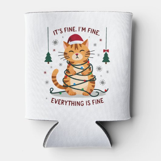It's Fine I'm Fine Everything Is Fine Xmas Cat Chr 缶クーラー (正面)
