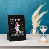 Its Fine Im Fine Everythings Fine Funny Unicorn Wo フォトプラーク (側面)