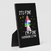 Its Fine Im Fine Everythings Fine Funny Unicorn Wo フォトプラーク (側面)