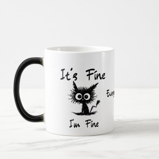 It's Fine I'm Fine" Funny Sarcastic Black Cat  モーフィングマグカップ (左)