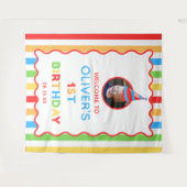 Its Fun To Be One 1st Birthday Photo Backdrop タペストリー (正面(横))