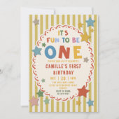 It's Fun to Be One Colorful 1st Birthday 招待状 (正面)