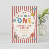 It's Fun to Be One Colorful 1st Birthday 招待状 (スタンド正面)