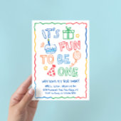 It's Fun to Be One Colorful 1st Birthday 招待状