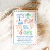 It's Fun to Be One Colorful 1st Birthday 招待状