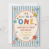 It's Fun to Be One Colorful 1st Birthday 招待状 (正面)