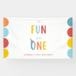 It's Fun To Be One Colorful Birthday Party Banner 横断幕