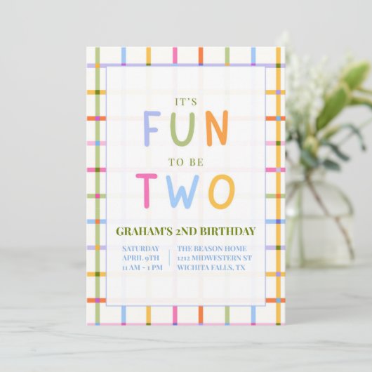 IT'S FUN TO BE TWO SECOND BIRTHDAY INVITATION 招待状 (スタンド正面)