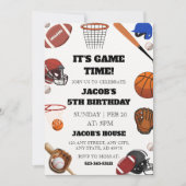 It's Game Time!" All-Star Sports 5th Birthday 招待状 (正面)