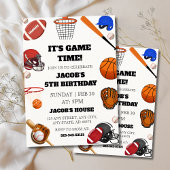 It's Game Time!" All-Star Sports 5th Birthday 招待状