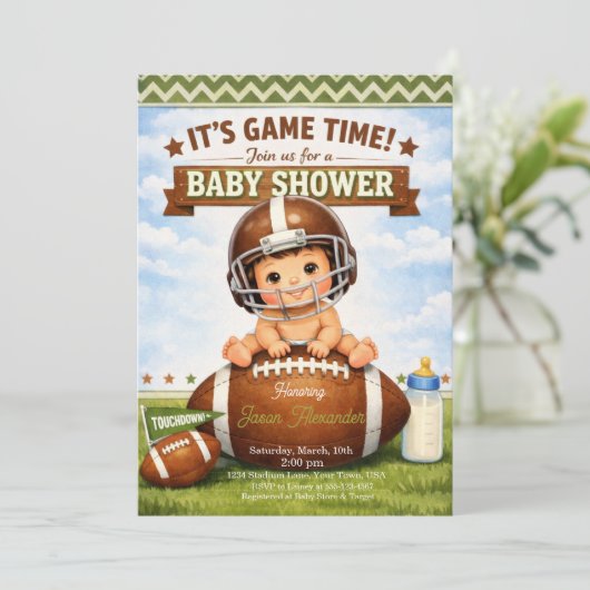 Its Game Time Baby Boy Shower 招待状 (スタンド正面)