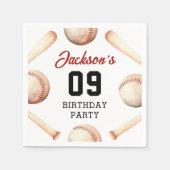 It's Game Time Baseball Birthday Party スタンダードカクテルナプキン (正面)