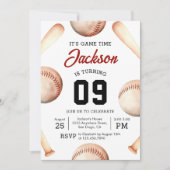 It's Game Time Baseball Birthday Party 招待状 (正面)