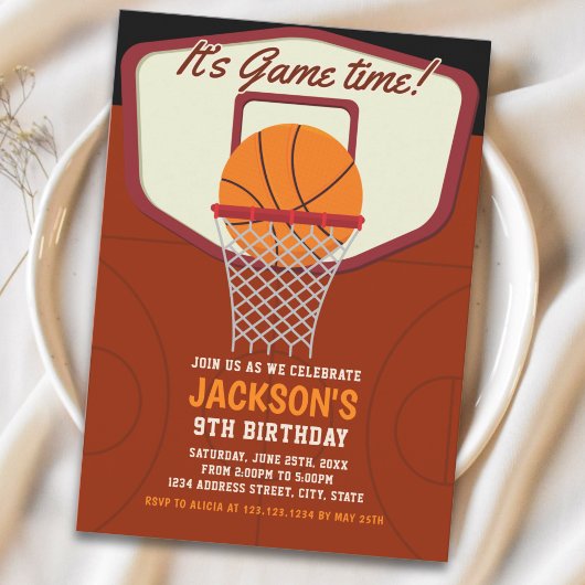 It's Game time! Basketball theme Birthday Kids 招待状