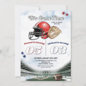 It's Game Time Football & Baseball共同誕生日 招待状 (正面)
