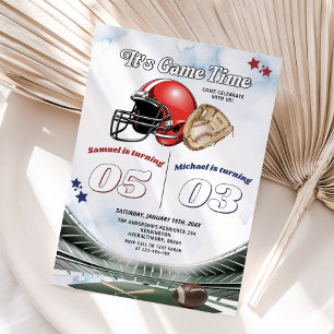 It's Game Time Football & Baseball共同誕生日 招待状