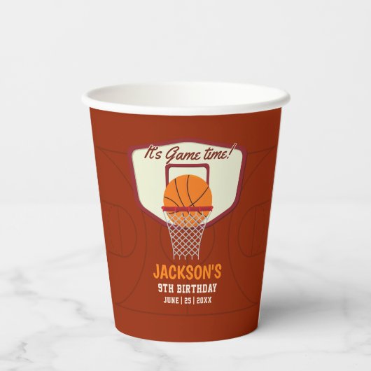 It's Game time! Fun Basketball theme Birthday Kids 紙コップ (裏面)
