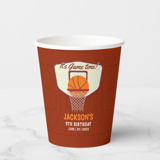 It's Game time! Fun Basketball theme Birthday Kids 紙コップ (正面)