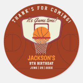 It's Game time! Funny Basketball theme Birthday  ラウンドシール