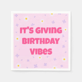 It's Giving Birthday Vibes, ピンクとラベンダー スタンダードカクテルナプキン