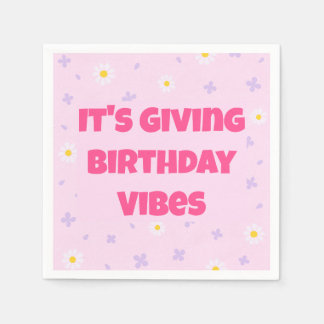 It's Giving Birthday Vibes, ピンクとラベンダー スタンダードカクテルナプキン