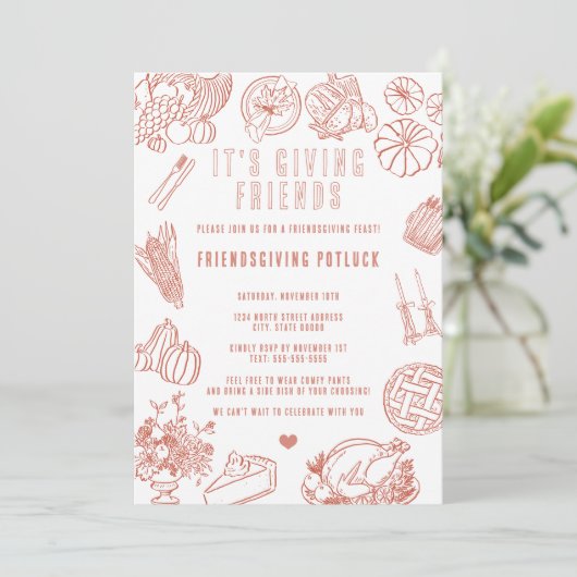It's Giving Friends Casual Friendsgiving Potluck 招待状 (スタンド正面)