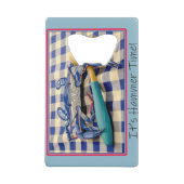 It's Hammer Time Blue Crab with Hammer on Gingham  クレジットカード栓抜き (裏面)
