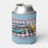 It's Hammer Time Blue Crab with Hammer on Gingham  缶クーラー (缶正面)