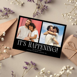 It's Happening ブラック結婚式2枚写真 セーブザデート