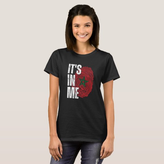 It's In Me Morocco Flag Fingerprint Moroccan Herit Tシャツ (正面フル)