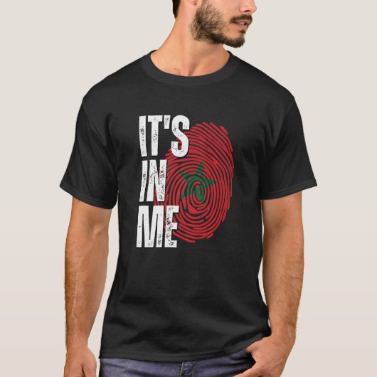 It's In Me Morocco Flag Fingerprint Moroccan Herit Tシャツ (正面)
