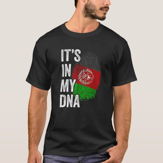 ITS IN MY DNAアフガニスタン国旗アフガンのルーツプライド Tシャツ (正面)