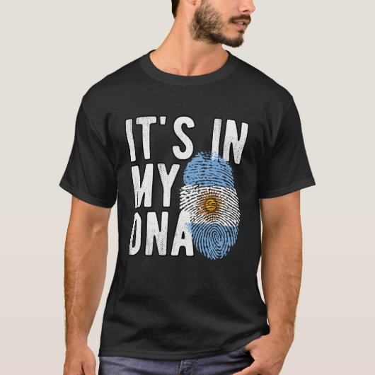 It's in my DNA Argentina Flag Fingerprints Tシャツ (正面)