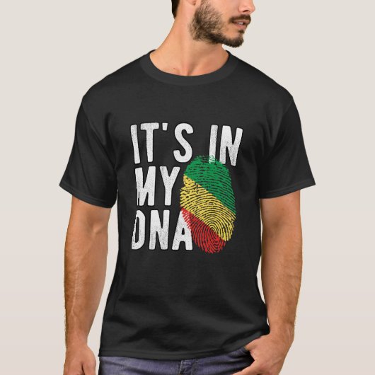 It's in my DNA Congo Republic Flag Fingerprints Tシャツ (正面)