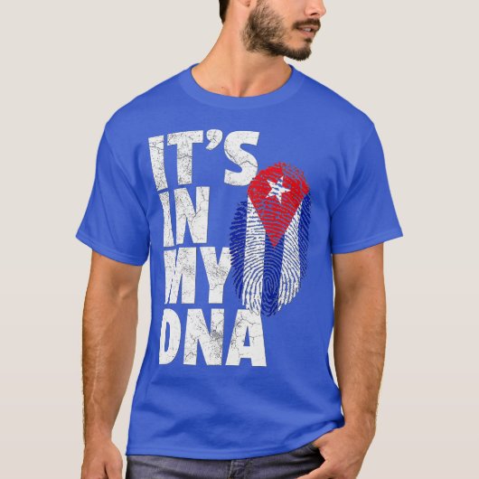 ITS IN MY DNA Cuba Flag Cuban T Shirt Novelty Tシャツ (正面)