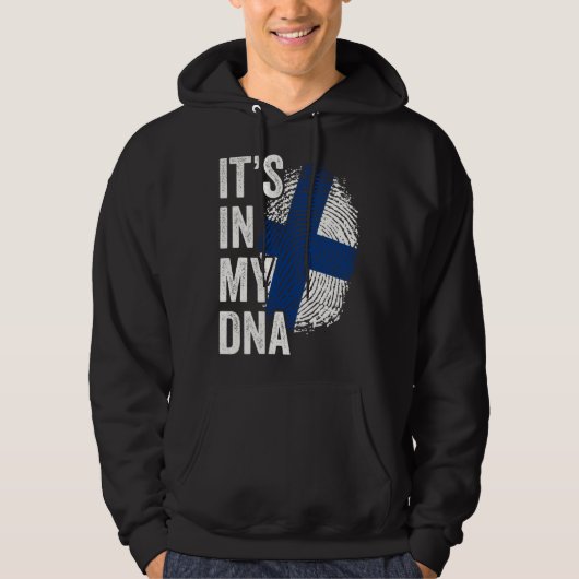 ITS IN MY DNA Finland Flag Finnish Roots Pride Gen パーカ (正面)