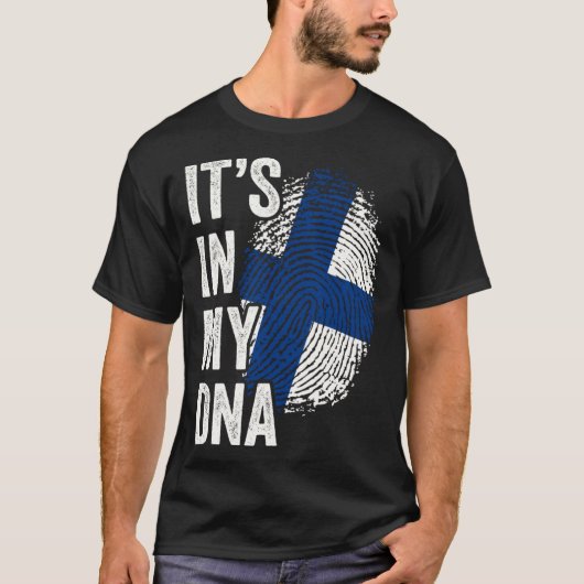 ITS IN MY DNA Finland Flag Finnish Roots Pride Gen Tシャツ (正面)