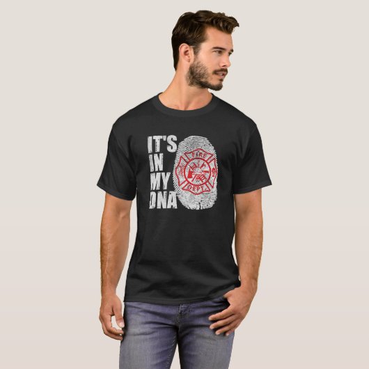 Its In My DNA Fireman Firefighters Fire Fighter Tシャツ (正面フル)