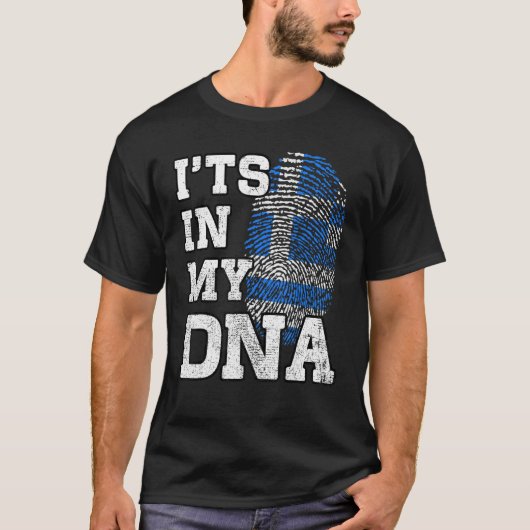 It's In My DNA Greek Fingerprint Proud Greece Flag Tシャツ (正面)