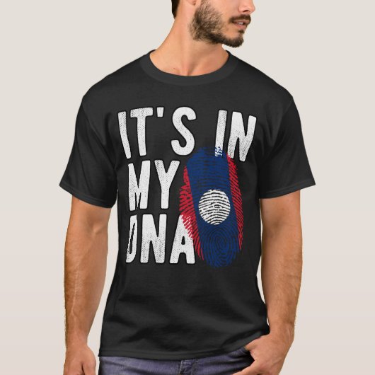 It's in my DNA Laos Flag Fingerprints Tシャツ (正面)